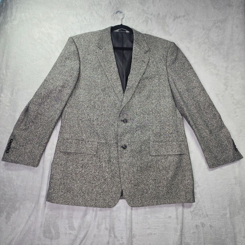 Versini Herringbone Blazer 44 Reg Men's 100% Silk Gray Sport Coat Jacket Preppy